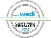 A badge that says wedi certified installer pro
